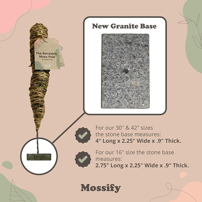 Mossify Bendable Moss Pole 54'' Monstera Plant Support for Climbing Indoor Plants - 100% Sustainably Farmed Moss Pole for Plants Indoor Growth - Flexible Handmade Sphagnum Plant Poles Support