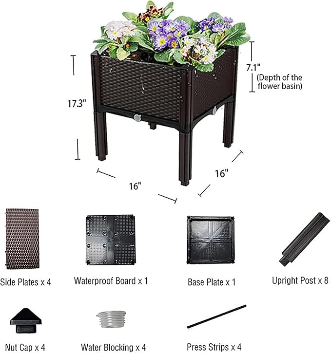 Plastic Elevated Planters for Raised Garden Bed with Legs for Outdoor Plants Box Kits with Drainage Holes for Patio Deck Balcony to Planting Flowers,Vegetables,Tomato and Herbs