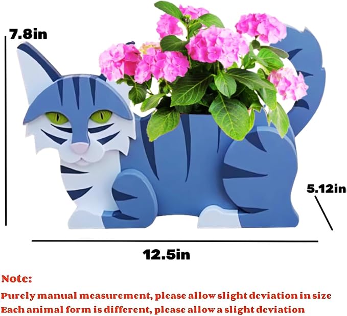 Sapphire White Cat Planter,Cute Cat Flower Pot,Gifts for Pet Lovers,Unique Animal Plant Pots,Office,Indoor Outdoor Garden Decor（12.5 * 5.12 * 7.8in）