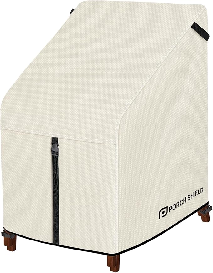 Porch Shield Patio Stackable Chair Covers - Waterproof Outdoor Stack of Chair Cover - 27W x 33D x 46H inch, Beige