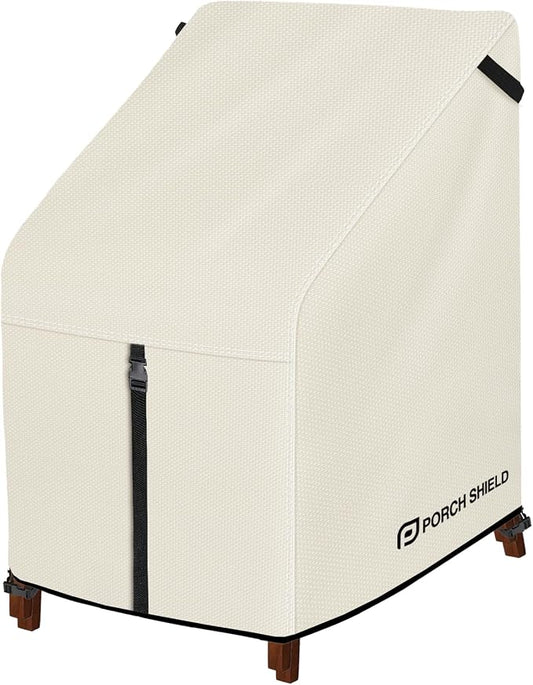 Porch Shield Patio Stackable Chair Covers - Waterproof Outdoor Stack of Chair Cover - 27W x 33D x 46H inch, Beige