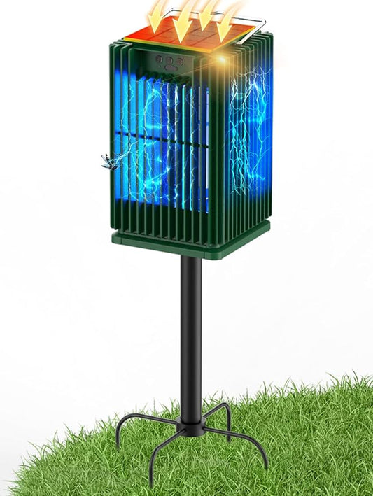 Solar Bug Zapper Outdoor, Waterproof Mosquito Zapper Type-C & Solar Powered, Auto On/Off, Cordless 4200V Electric Fly Zapper, 5000mAh Rechargeable Mosquito Trap Killer for Patio Backyard Camping