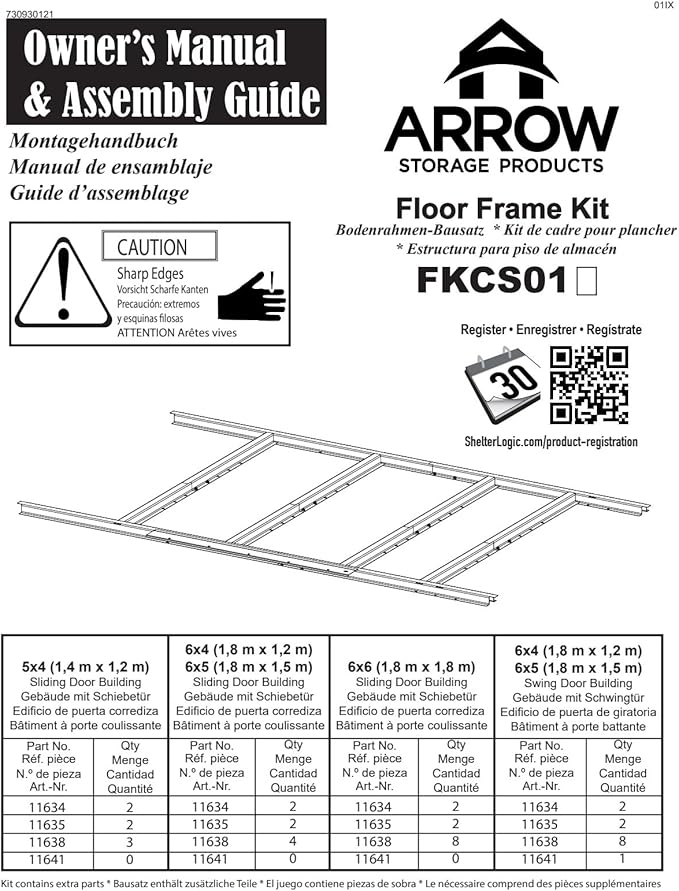 Arrow Sheds Floor Frame Kit for Arrow Classic and Select Storage Sheds, Small Sheds