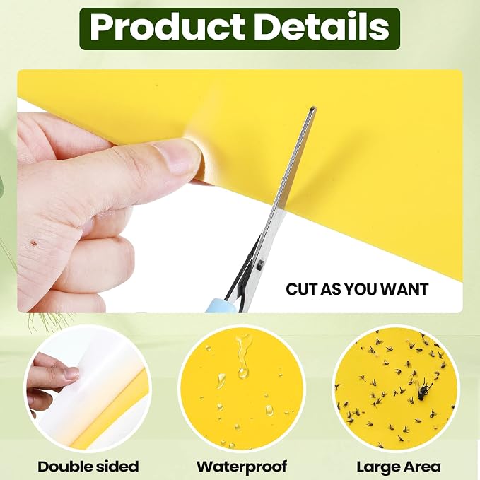 Qualirey 100 Pcs 6 x 8 Inch Sticky Traps for Plant Double Sided Sticky Trap for Gnats with Twist Ties Fly Traps for Fruit Insect Fungus Bugs Indoor Outdoor (Yellow,Blue,Green)