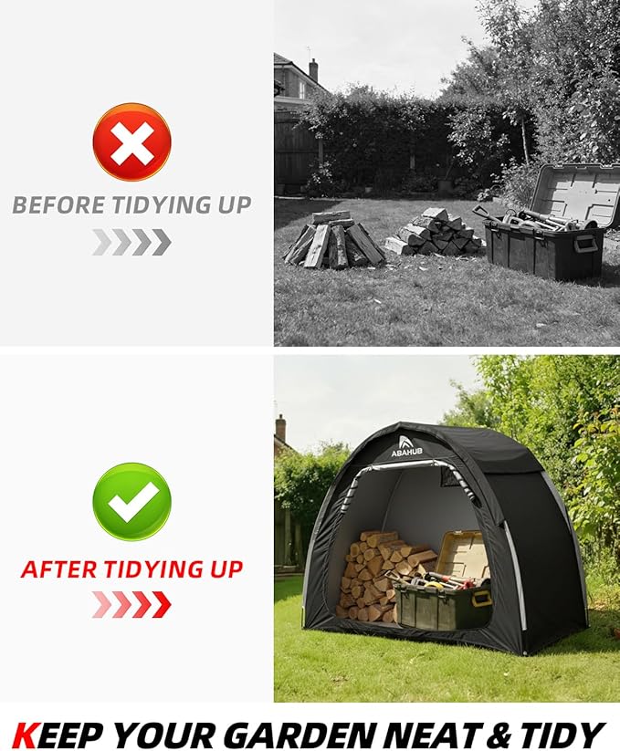 Abahub Portable Bike Storage Shed Tent, Outdoor Silver-Coated Bicycle Shelter with Rain Cover, PU4000 Waterproof 210D Oxford Fabric