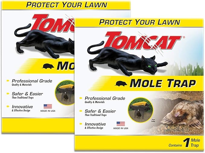 Tomcat Mole Trap, Innovative and Effective Mole Remover Trap Kills Without Drawing Blood, Reusable and Hands-Free, 2 Traps