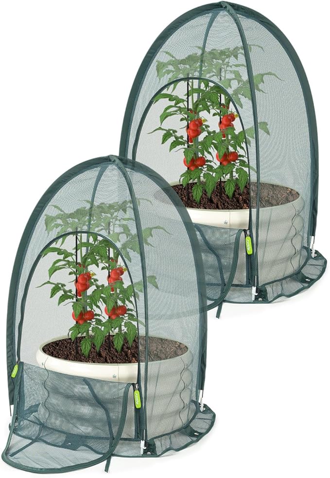 Pop up Gardening Net Cover,29.5x29.5x39.4 inches Pack of 2,Pest Guard Cover for Vegetables Fruits Durable Plant Gardening Net, Pop-Up Chicken Pen for Small Animals Outdoor Run and Pet Enclosure