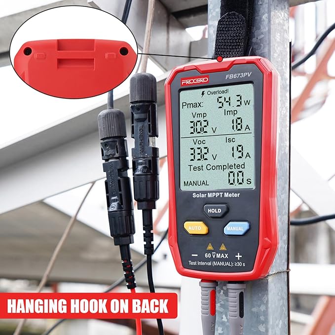 FrogBro Upgrade Solar Panel Tester Meter Photovoltaic Multimeter 800W, Solar MPPT Meter with Large Ultra Clear LCD, Smart MPPT Open Circuit Voltage Troubleshooting Utility Tool for Solar PV Testing