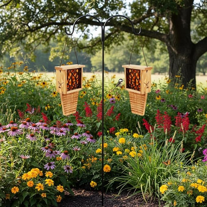 2pk Suet Bird Feeders for Outside Clearance - Suet Cake Feeder for Outdoor - Hanging Birdfeeder for Suets - Hanging Cable Wire Weather Ability Cedar Wood Longterm Lasting