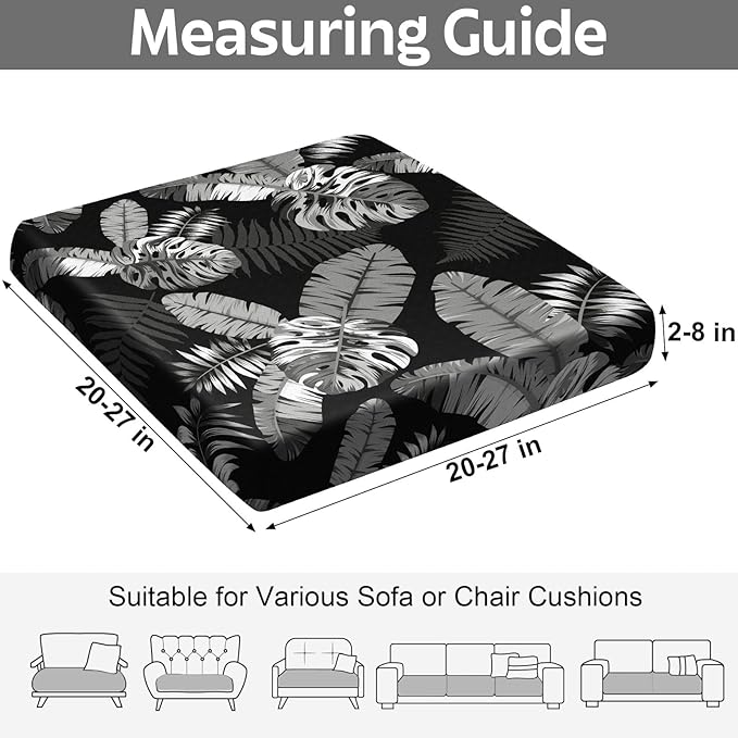 pickyNproud 8Pcs Patio Cushion Covers Stretch Outdoor Couch Cushions Slipcovers Replacement Washable Furniture Protector with Elastic Bottom Sofa Chair Seat Cover, Black White