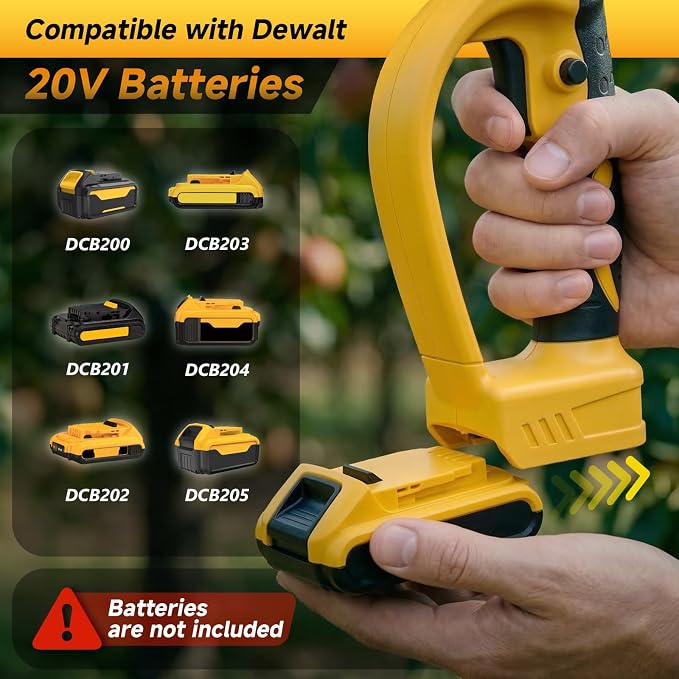 2-in-1 Electric Pruning Shears with Extension Pole Compatible with Dewalt 20V Max Battery(No Battery), Cordless Power Pruner with 15 FT Reach, 1.2" Cutting Diameter, LCD Display for Tree Trimming
