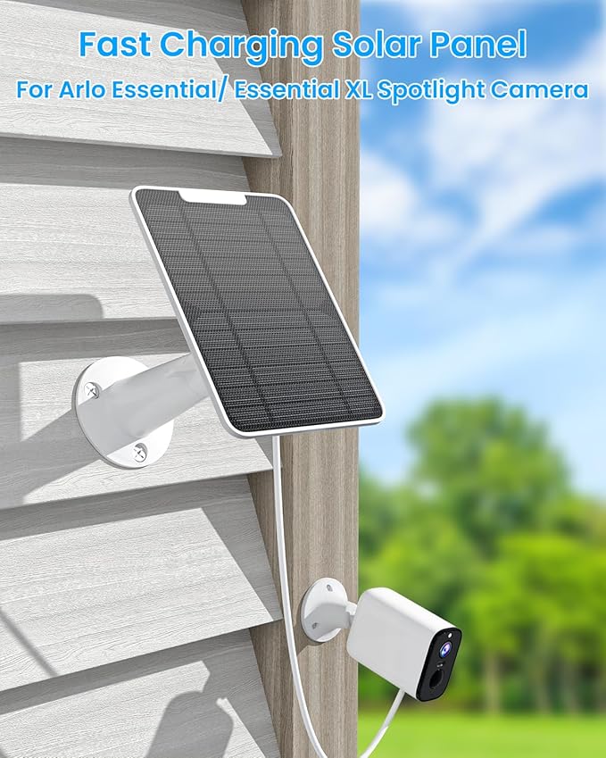 Solar Panel Charger with Micro USB Connection Compatible with Arlo Essential Spotlight/XL Spotlight Camera, 5W Arlo Essential Solar Panel, IP65 Waterproof 10ft Cable, (Not for 2K/2nd Gen), 3 Pack