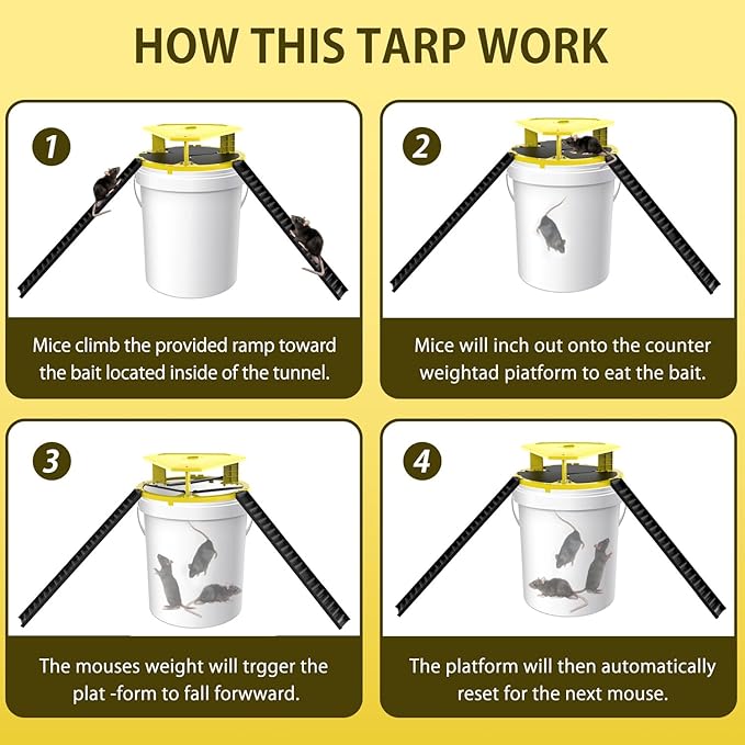 Mouse Trap Bucket-Mouse Traps Auto-Reset,Humane Rat Trap（3 Pack） | Indoor for Home-Multi-Catch,5 Gallon Bucket Compatible