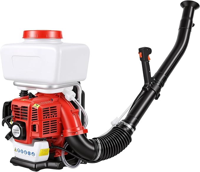 43CC Backpack Sprayer, 3.7 Gallon 2HP Gas Powered Mosquito Fogger,Adjustable Spray & Powder Modes, Backpack Fogger Machine with Vibration-Damping Shoulder, Yard Sprayer for Gardening Farming Red