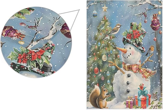 Winter Snowman Christmas Tree Garden Flag Snow Snowflakes Double Sided Flags House 28" x 40",Xmas Santa New Year Seasonal Garden Flags Yard Banner Funny Animal Outdoor Decoration