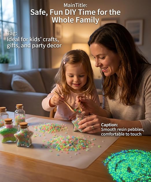 Glow in The Dark Stones,Outdoor Glow Rocks for Landscaping 4.4LB | 80000PCS, 0.07-0.2in non-toxic resinn, Long luminous time, waterproof & weather-resistant for yard, pool and fish tank decor.