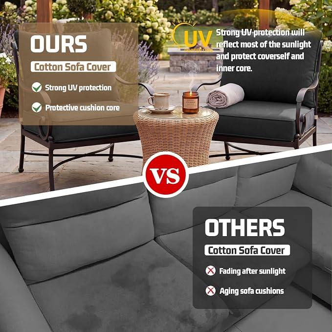 4pcs Outdoor Patio Cushion Covers Replacement, 24" Zippered Outdoor Cushion Covers Waterproof, UV Resistant & Washable Patio Furniture Cushion Covers Waterproof for Patio Sectional, Black
