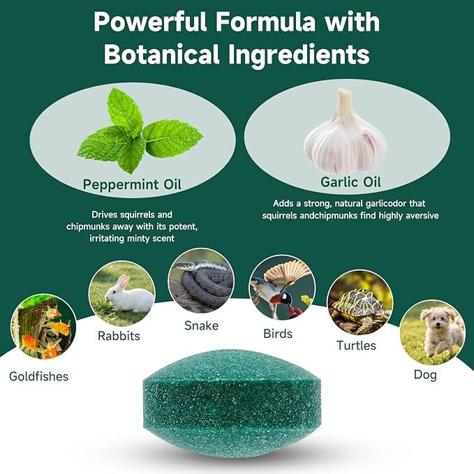 48 Pack Squirrel Rodent Repellent, Peppermint Lemon Oil Mice Repellent for Mouse Rats Spider Pests, Natural Deterrent for Kitchen, Warehouse, Car, Indoor, Outdoor, Safe for Pets Family