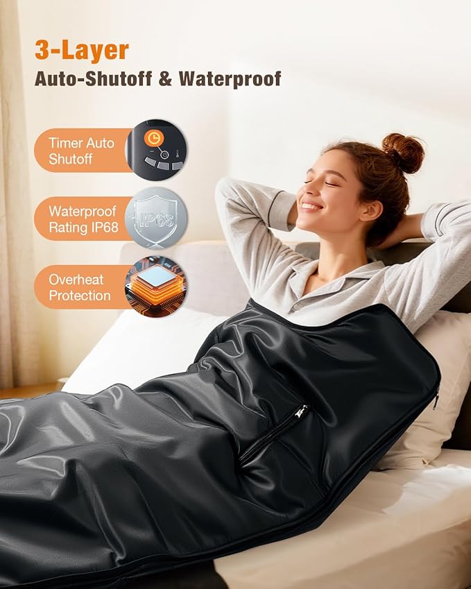 Portable Sauna Blanket for Home, Portable Design, Relaxation and Detox Washable & Foldable with Carrying Bag and Remote Control, 88-158℉, 10-60 Minutes Timer, (6 x 2.62) FT