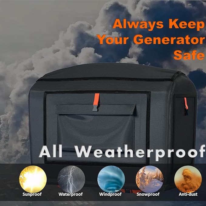 Generator Cover for Honda Generator EU3200i,EU2000i,Champion,Westinghous2200,WEN 56235i,Pulsar G2319N Portable Generator Cover Outdoor,21.7”Lx 13.8”Wx 17.4”H,Black