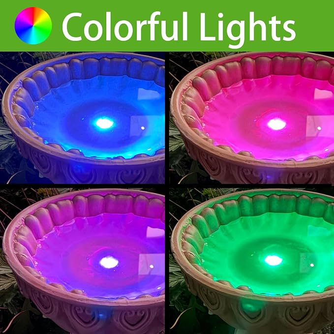 Sheaifun Garden Gnomes Outdoor Gnomes Garden Decorations for Yard Colorful Lights Resin Solar Outdoor Statues with Bird Bath Feeder Outside Lawn Patio Housewarming Gift for Women 6.25x4.25x9.25 Inch