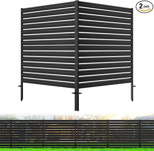 2 Panels No-Dig Metal Privacy Fence Screen, 48" H × 48" W Outdoor Air Conditioner Fence, Rustproof AC Unit Cover to Hide Trash Bins, Pool Equipment Enclosure, Decorative Garden, Patio & Backyard