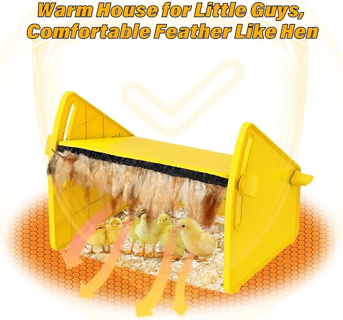 Heating Brooder Plate for Chicks Ducklings, Adjustable 3 Levels Temperature Brooder House for Keeping Poultry Warm(Yellow, L)