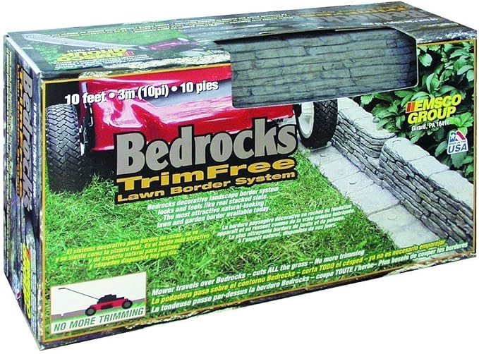 Emsco Group 2032HD Bedrocks Trim-Free Gray, 20 Feet – Natural Stacked Slate Design Garden Lawn Edging