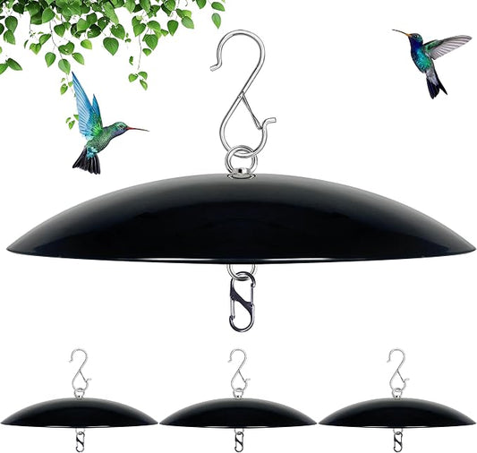 13" Bird Feeder Rain Cover,Bird House Dome,Hummingbird Feeders Guard, Proof for Shepherd's Hook Outdoors, Smart Birds Feeder Umbrella(Black), 4Pack