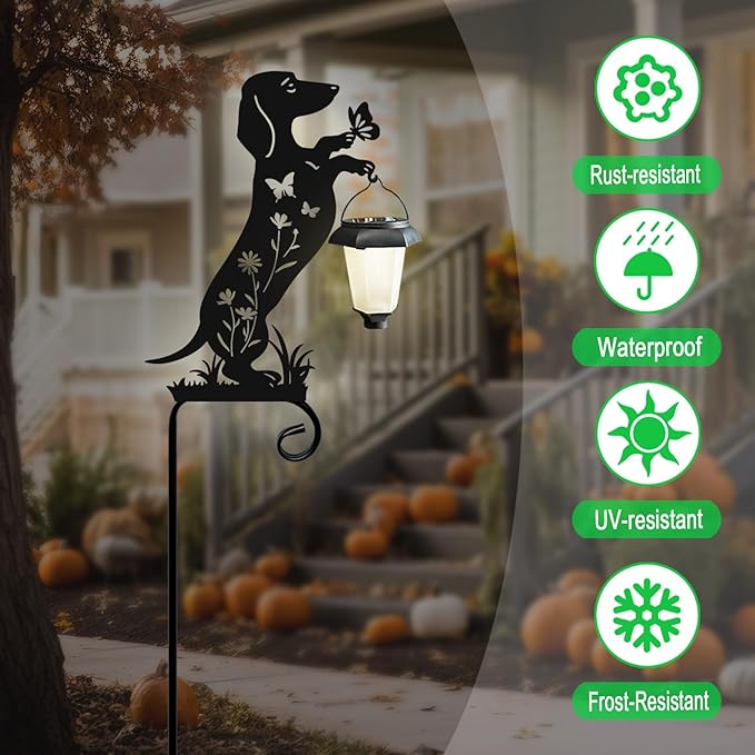 Dachshund Solar Lights Garden Stake,Dachshund Gifts Outside Decorations for Pathway,Yard,Garden Decor,Dog Solar Lights Outdoor