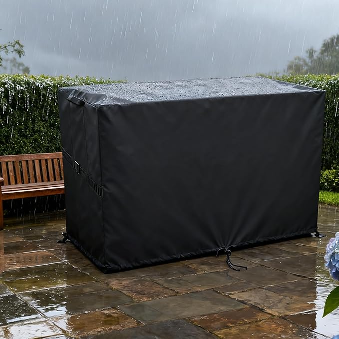 Outdoor Storage Box Cover，Waterproof Resin Storage Bin Cover Deck Box Covers-54.2"L x 27"W x 29"H