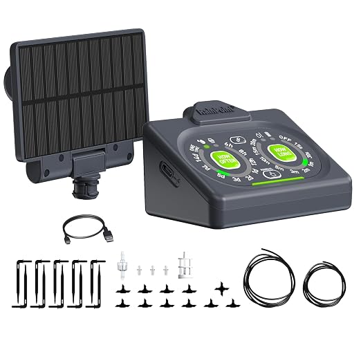 RAINPOINT Programmable Solar Drip Irrigation System for Indoor Houseplant Support Up to 15 Plants, Compact Vacation Automatic Plant Waterer Self Watering Device While Away Low Water Auto Shut-Off