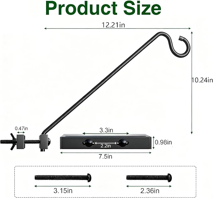 17-Inch Deck Bird Feeder Hanger for Railing, Outdoor Decor Plant Hanger, Balcony Railing Hook - 15LB Capacity - for Hanging Plants, Bird Feeders, Lanterns, Wind Chimes