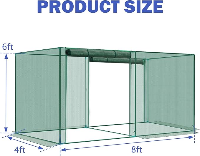 4' x 8' x 6' Crop Cage Plant Protection Tent with Zippered Doors, Pest Guard Cover for Vegetable Garden, Raised Beds, Fruits & Outdoor Plants, Dark Green