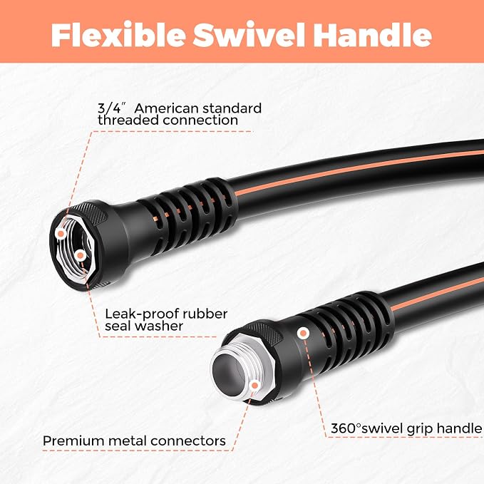 Garden Hose 5ft,Water Hose Heavy Duty,Flexible and Durable, Lightweight Hybrid Hose with Swivel Handle,Leakproof Hose Male to Female Fittings