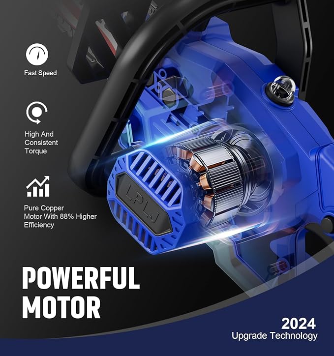 20V 12" Brushless Chainsaw, Electric Chainsaw Cordless, Portable Chain Saw Handheld Chain Saw Pruning Shears Chainsaws for Wood Cutting, Tree Felling, Limbing(4.0Ah Battery & Charger)
