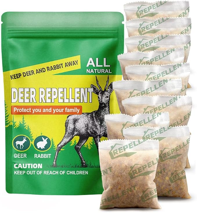 LAQDECDV Deer Repellent, Rabbit Repellent Outdoor, Bunny Repellents for Plant, Deer Repellant for Garden, Rabbits Deterrent for Yard, Keep Deer Away from Flowers/Trees-10P