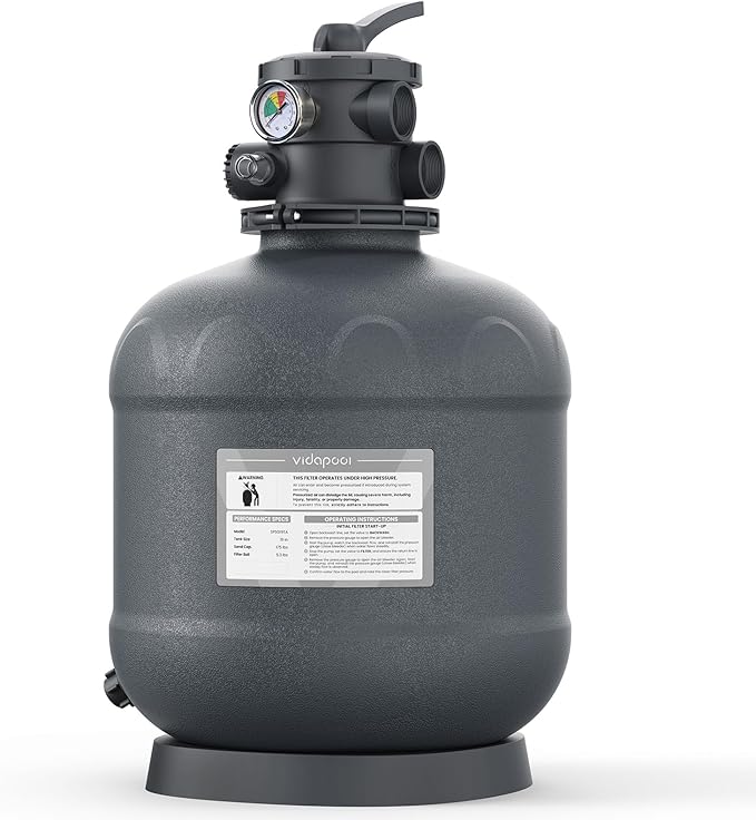 Sand Filter System with 6-Way Valve, Top-Mount Valve Pool Sand Filter (Pool Pump Not Included), 19in Pool Filter Fits All Above Ground Pools & Inground Pools Up to 29000 Gallons