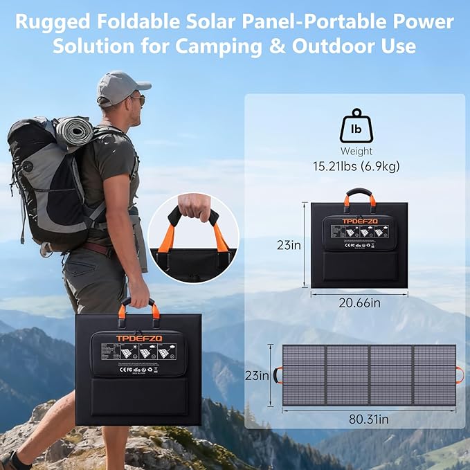 220W Portable Solar Panel 20V 25% High Efficiency N-Type Solar Cell, with 4 Adjustable Kickstand, IP68 Waterproof,Foldable Solar Panel for Camping RV Off Grid Backup