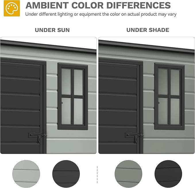 DWVO 5x3ft Resin Outdoor Storage Shed with Floor, Waterproof Lockable Storage Shed with Window, Plastic Outside Tool Storage for Garden, Backyard, Patio, Lawn,Blue-Gray+Black