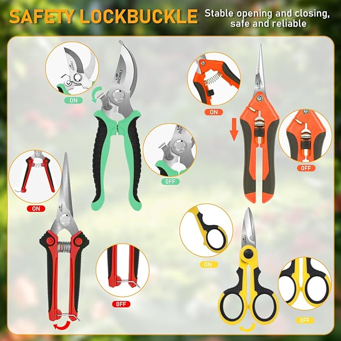 4-Pack Multifunctional Garden Scissors Set-BIDMLI Stainless Steel Pruning &Floral Shears with One-Piece Handle Blades for Tree Pruning, Flower Trimming, and Fruit Picking Tasks at Home&Garden Tool.