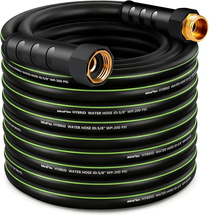 Non-Expandable Garden Hose 75ft, Lightweight Flexible Hose, Kink Resistant, Solid Brass 5/8" Fittings, 200PSI Working & 600PSI Burst, Ideal for Large Yard, Lawn Irrigation