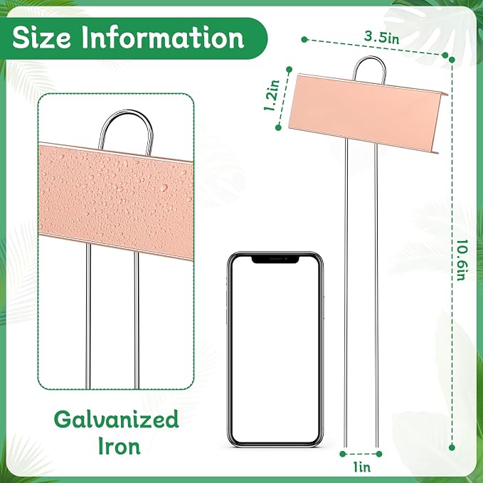 WSICSE 50-Pack Metal Garden Plant Labels, 10.6" Waterproof Garden Markers with Pen Reusable Nursery Tags for Vegetables Flower Seed Greenhouse