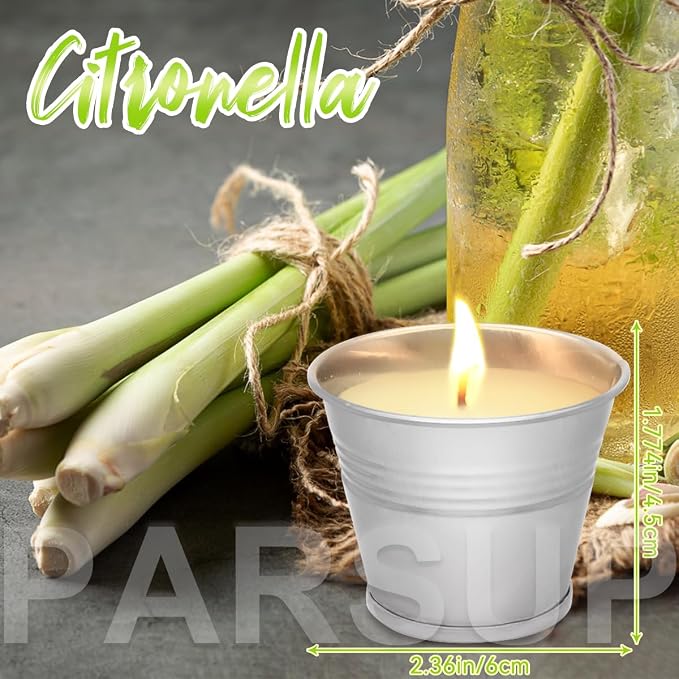 12PCS Citronella Candles - Garden Citronella Scented Candles Outdoors, 120-180 Hours Burning, Natural Soy Wax, Portable Jar Candle Gift Sets for Home Patio Yard Indoors, Balcony, Camping