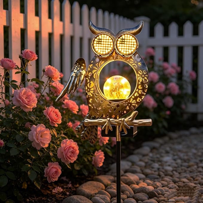 Solar Owl Light-Outdoor Waterproof Owl Solar Light with Flickering and Steady Dual Modes,LED Dynamic Eyes Solar Garden Light,Suitable for Yard,Lawn,and Pathway Landscaping,Gift for Owl Lovers