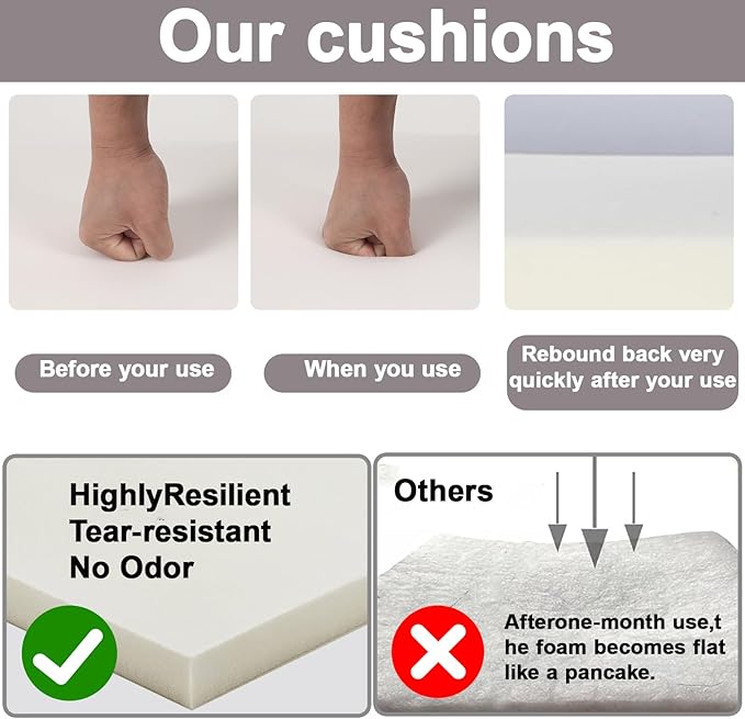 Only choice 2 Pcs Set Outdoor Lounge Chair Cushions Patio Chaise Lounge Replacement Cushions Furniture Seat Cushions Chair Pads(Beige White Striped)