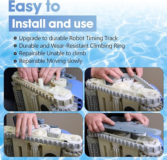 Pokin Pool Cleaner Accessories, The Climbing Ring Replacement 6101611-R4, Timing Track 9985006-R2 and 3884997-R6 Guide Wheels Pulley Gears Combo Kits for Maytronics Dolphin Nautilus cc Plus Parts