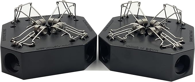 Reusable Mouse Trap - Multi Catch Mice Traps for Indoor & Outdoor Use, Pet & Child Safe 4-in-1 Snap Design (Black) - 2 Pack