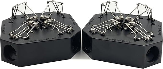 Reusable Mouse Trap - Multi Catch Mice Traps for Indoor & Outdoor Use, Pet & Child Safe 4-in-1 Snap Design (Black) - 2 Pack