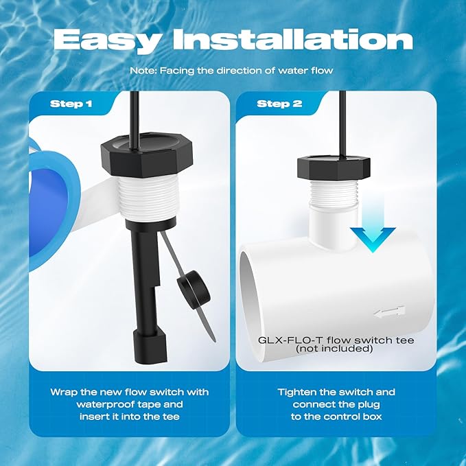 Flow Switch, GLX-FLO-RP for Hayward Goldline Aquarite Salt System Metal Pool Flow Sensor Suitable Hayward Salt Cell and Chlorine Generator with 15ft Cable